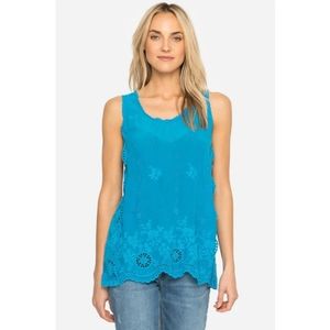 Johnny Was | Kobi Embroidered Blue Tank Top Size Medium